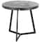 21.5" Black Teak Wood Handmade Live Edge Accent Table with Black Metal Base